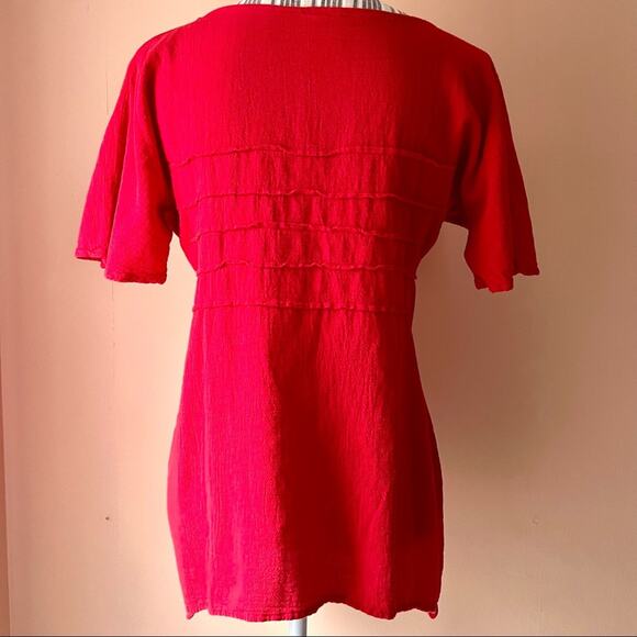 Manta Del Lago Red Summer Top Lightweight Cotton Shirt Women XS - Picture 7 of 16